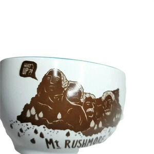 Mt. Rushmore Mug What’s Up? White Blue Inside Coffee Soup cup